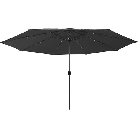 Sonnenschirm mit LED-Beleuchtung 400 cm Schwarz