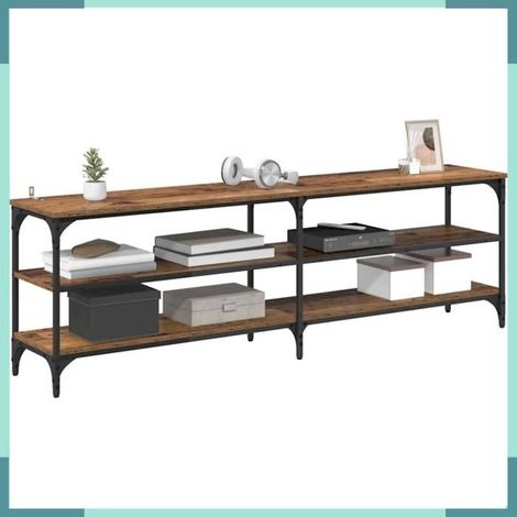 881288 Meuble TV Bois Ancien 160 x 30 x 50 cm Bois d'ingénierie et fer (1/5)
