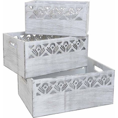 Cestos set 3 pzasde madera blanco 35x25x15h-30x20x14h-25x15x13 (1/5)