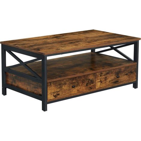 Table basse - leobert - brun rustiquenoir - 100 x 55 x 47 cm 211770177