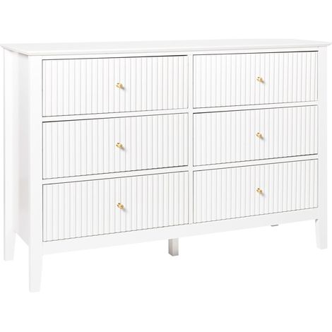 Elegante cassettiera a 6 cassetti in MDF con maniglie dorate Soggiorno Bianco Assisi
