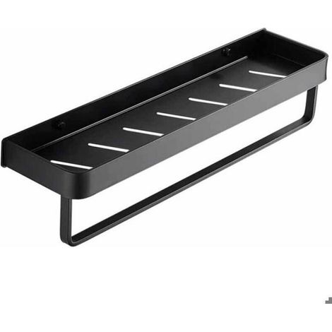 étagère d'angle salle de bain - Aluminium durable - Drainage intégré - Crochets pratiques - Porte-serviettes