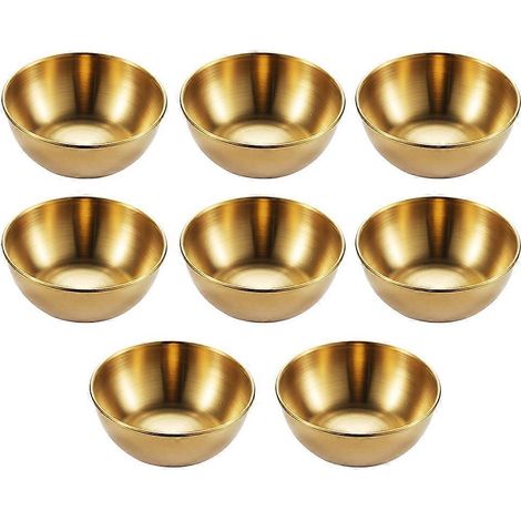 1 ensemble de 8 bols à assaisonnement pratiques en acier inoxydable (dorés)-8X8X2.5cm-Golden