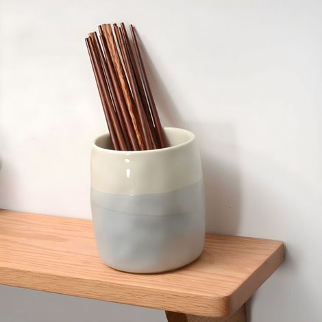 Pot Ustensiles Cuisine Ceramique, Porte Ustensile pour l’Organisation Du Comptoir, Rangement Couverts Cuisine, Porte Couvert (S) (1/5)