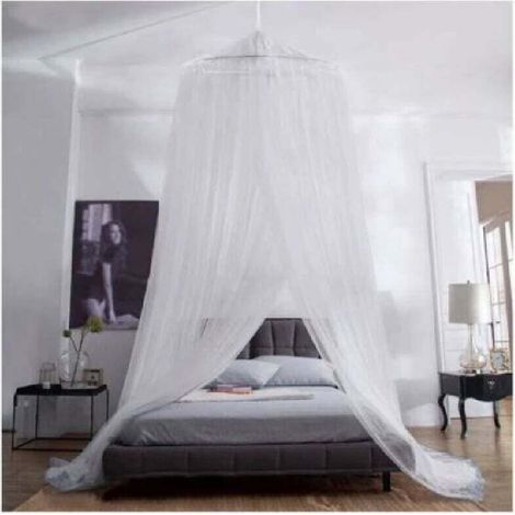 Mosquitera para cuna doble en tejido de poliéster blanco transparente, 300 mallas, instalación rápida y sencilla, apta para cunas, camas individuales, dobles, king size y redondas - Crezuo