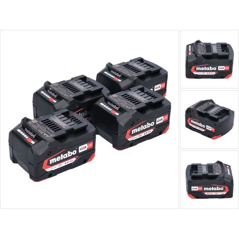 Metabo Akku Set 4x Li-Power Akkupack 18 V 4,0 Ah CAS Li-Ion ( 4x 625027000 ) mit Ladestandsanzeige