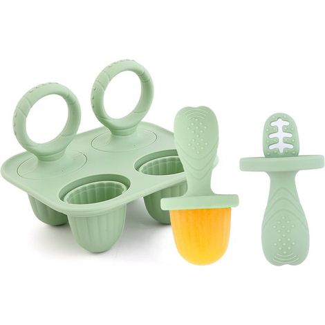 Moldes de silicona para helados de bebé,Máquina segura para hacer helados con soporte y mango redondo,Juego de 1,Gris azulado (1/5)