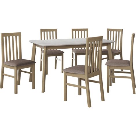 Conjunto de mesas y sillas para comedor Victorville 267, Roble Sonoma, 75x80x140cm, Diámetro: 0, Número de asientos: 4, Estilo: Contemporary