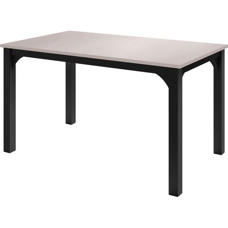 Mesa Oswego 136, Cachemira + Negro, 76x80x140cm, Alargamiento, Aglomerado laminado, Metal (1/4)