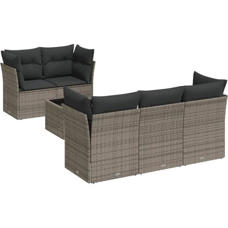 Maison Exclusive - 6-tlg. Garten-Sofagarnitur mit Kissen Grau Pol
