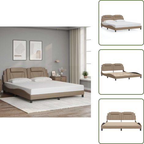 Cama con cabecero sintético - vidaXL Estructura de cama Viana sin colchón cuero sintético capuchino 180x200cm - Cama con cabecero de cuero