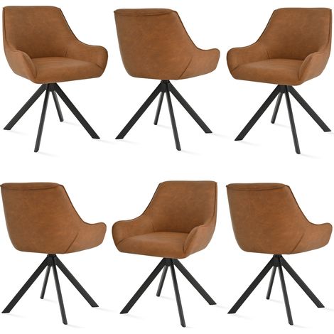 Goeurvant Poltrona girevole a 360° con schienale curvo e morbido cuscino, il connubio perfetto tra stile e comfort - Set di 6 - Marrone (1/5)
