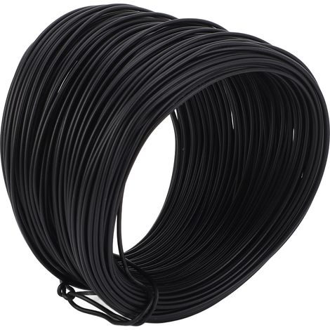 Fil de fer électro-galvanisé 0,9 mm, 40 m, rond, robuste et flexible, revêtu de PVC, noir. (1/5)