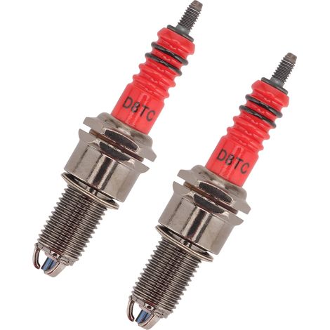 Two 8TC-3 electrode spark plugs, compatible with 50cc, 70cc, 90cc, 110cc and 125cc motorcycles, universal CG model spark plugs for powerful ignition and starting performance.--DTEKGAZ (1/5)