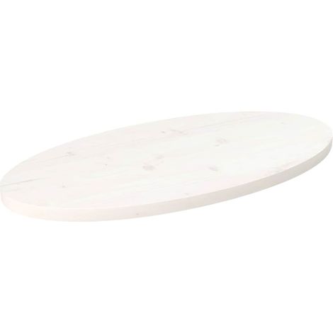 Tischplatte Weiß 70x35x2,5 cm Massivholz Kiefer Oval