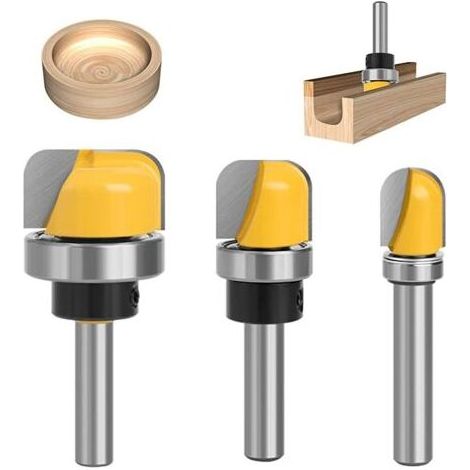 3 Pièces Fraise Bois Fond Rond, Fraise defonceuse 8mm, mèches carbide router bits outils de travail du bois pour le traitement du bois (1/5)