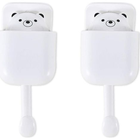 Set mit zwei dekorativen, wasserfesten und rückstandsfrei haftenden Klebehaken zum Aufhängen von Jacken, Schlüsseln, Taschen usw. (Eisbär) – 54 x 50 x 88 mm (1/4)