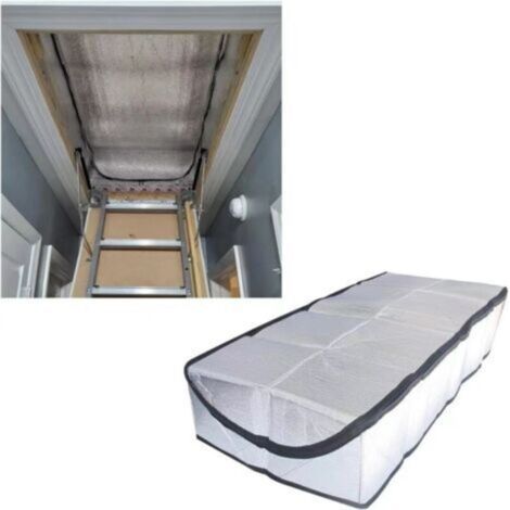Couverture d\\'isolation d\\'escalier Housse d\\'isolation pour escaliers de grenier Isolation de trappe de grenier Couverture d\\'isolation d\\'escalier double face en aluminium avec fermetu (1/4)