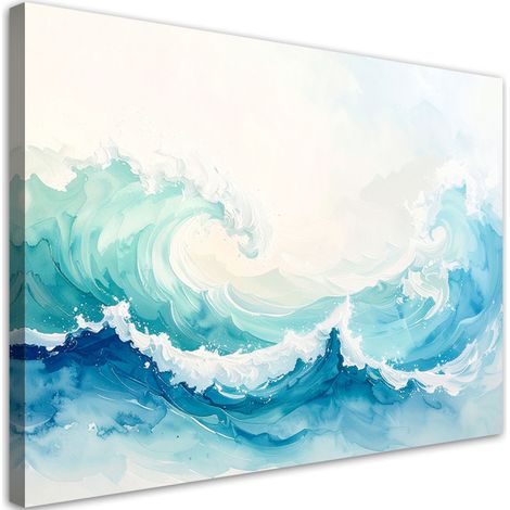 Tableau déco Mer et vagues Paysage pastel bleu 90x60 (1/4)