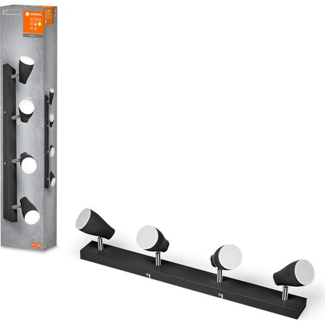 LED SPOT PEAR PELIR PLAGE DE CLUSION 600 mm, noir, 17,2W, 840LM, offre une lumière dirigée avec une couleur de lumière blanche chaude, avec des projecteurs GU10 flexibles IP20, 2700k (1/5)