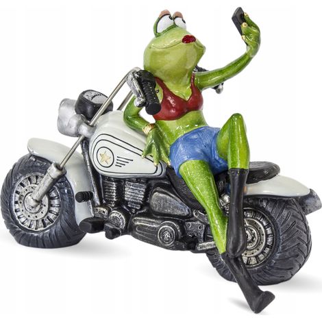 MOTORRADDEKORATION GROSSER FROSCH AUF MOTORRAD-SELFIE (1/5)