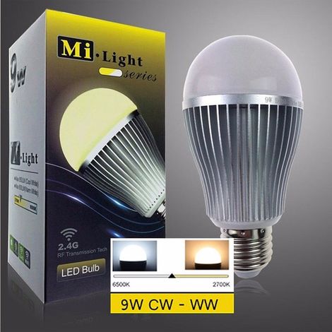 MILIGHT E27 9W Adjustable White/Warm White Bulb, 85-265V, FUT019