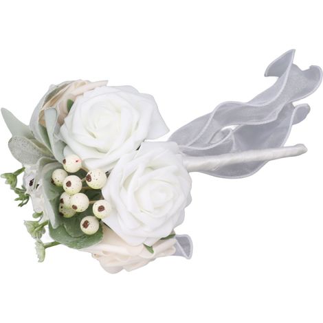 Bouquet de mariée aux couleurs vives, composé de fleurs romantiques et élégantes, fait main, idéal pour les fêtes, les bureaux, les boutiques, les jardins et les demoiselles d'honneur. Dimensions : 25 (1/5)