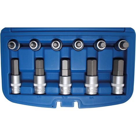 BGS Bit-Einsatz-Satz Antrieb Innenvierkant 12,5 mm (1/2") Innensechskant 7/32" - 13/16" Zollgrößen 11tlg. - 5053 (1/3)