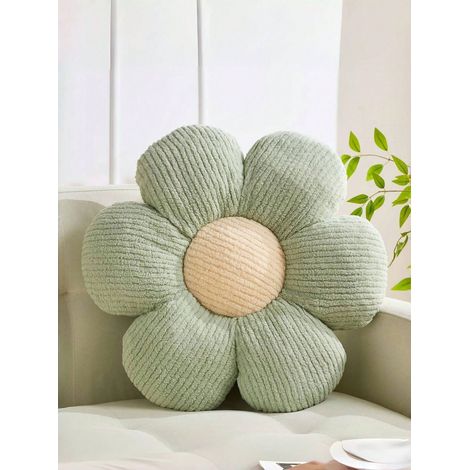 Coussin fleur, coussin en forme de marguerite doux, en fourrure de lapin synthétique, pour chambre d'hiver, canapé, literie, mobilier domestique, 40cm40cm (1/4)