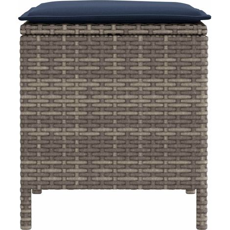 Maison Exclusive - Garten-Fußhocker 2 Stück Grau und Marineblau 3 (1/5)