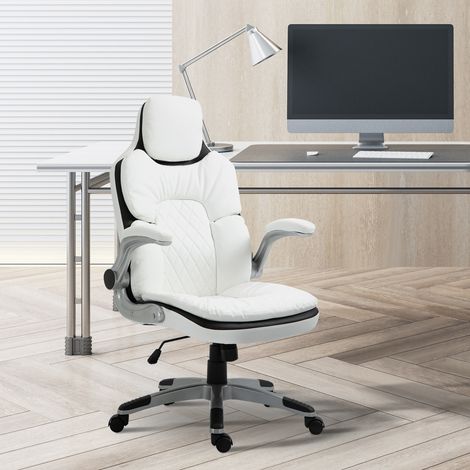 Chaise de bureau ergonomique Vinsetto avec accoudoirs rabattables, chaise de bureau réglable en hauteur avec fonction bascule, chaise à rembourrage épais avec accoudoirs rembourrés réglables 69 x 67 x (1/5)