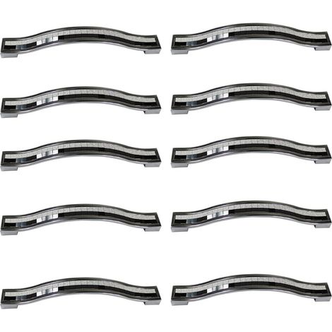 Lot de 10 poignées de tiroir en alliage strass cristal pour commode armoire de cuisine placard, noir et blanc, 128MM-10PCS (1/4)