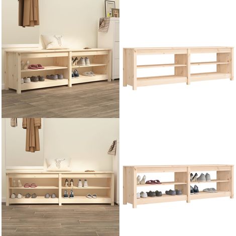 Schuhbank 160x36,5x50 cm Massivholz Kiefer - Holz Schuhschrank - Kiefernholzschoenbank - Schuhregal - Garderobe - Etagenwohnung