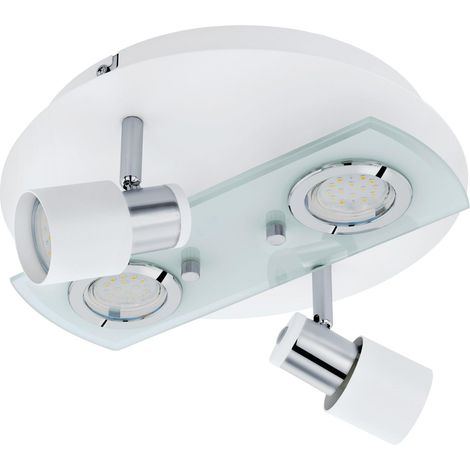 EGLO LED Plafonnier Pawedo 1, luminaire de plafond, acier blanc, chrome