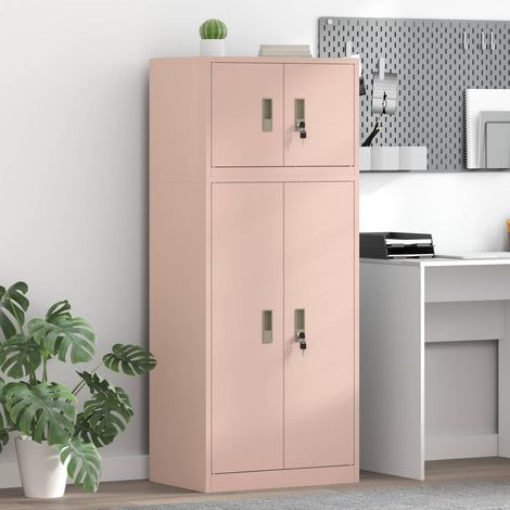 vidaXL Armario de almacenamiento 2 uds. Rosa 60 x 40 x 145 cm Acero (1/5)