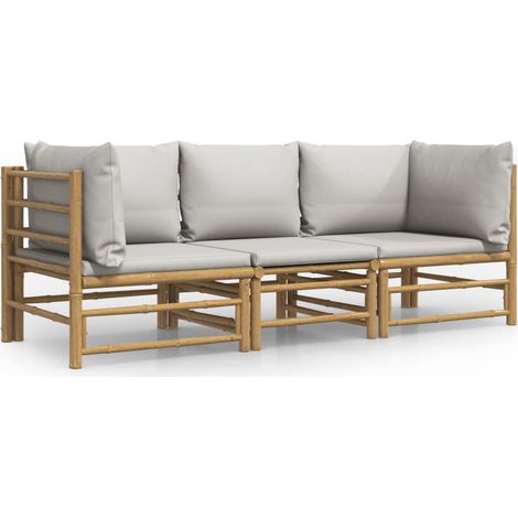 Maison Exclusive - 3-tlg. Garten-Lounge-Set mit Hellgrauen Kissen