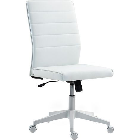 HOMCOM Sedia Ergonomica e Regolabile da Ufficio con Schienale Ricurvo Bianco