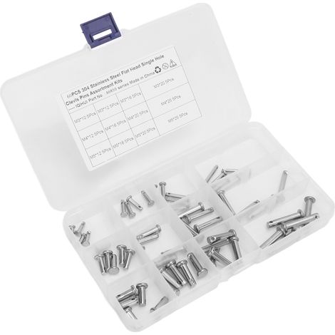 Lot de 60 broches en acier inoxydable, axe de chape à tête plate en T, trou unique, 12 tailles, kit pour voiture (1/5)