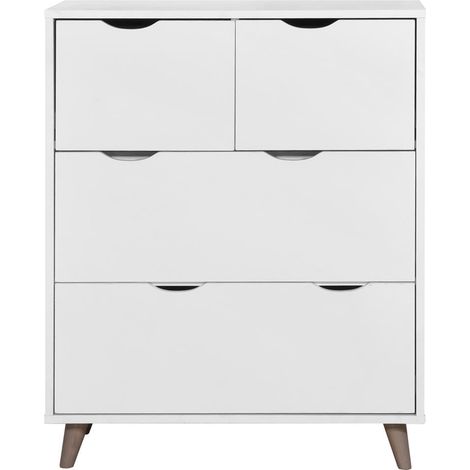 4 Drawer Chest White Scandinavian Style Storage Unit With Drawers Particle (1/4)