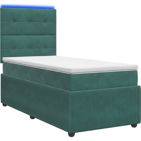 Maison Exclusive - Letto Box Spring LED con Materasso Verde Scuro 100 x 200 cm (1/5)