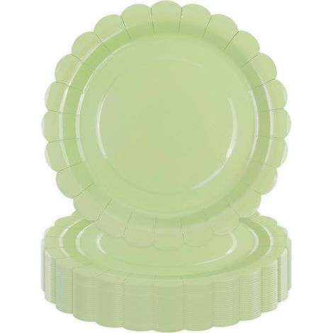 Lot de 50 Assiette Carton Vert de 18 cm, Festonnées Assiette Jetable Vaisselle Jetable Anniversaire Pour Gâteaux Desserts Anniversaires Baby Showers Mariages Décorations (Vert, 18cm) (1/5)
