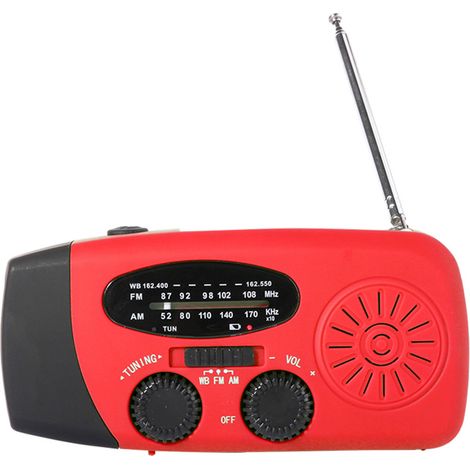 Radio D'Urgence Solaire Et À Manivelle - 3 LED Étanches - Affichage Numérique - Batterie 1200 mAh - Pour Prévention Catastrophe (1/5)