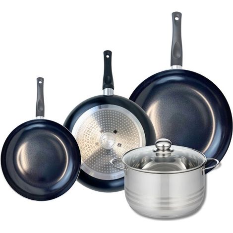 Ensemble de 3 Poêles de cuisson 20, 24 et 28 cm et 1 faitout 20 cm Elo Prima Brillant (1/5)