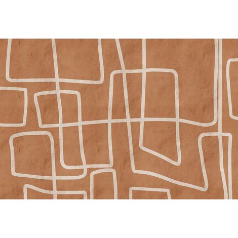 Papier peint panoramique orange pour chambre Tapisserie panoramique design pour bureau Papier peint panoramique original motif géométrique (1/2)