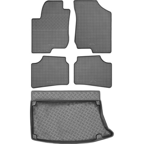 Hyundai i30 I Hatchback de 2007-2014 SET - Alfombrillas de goma para coche + alfombrilla para maletero