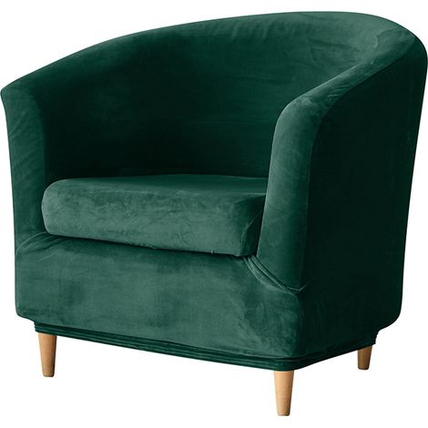 Housse de fauteuil club, velours, vert bouteille