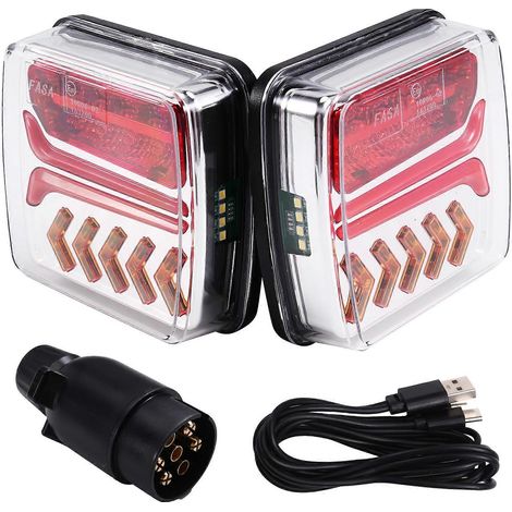 1 Set 12V 24V Drahtlose Magnetische LED Rücklicht Anhänger Rücklicht Signal Warnung Bremslicht RV Lkw caravan EU Stecker (1/5)