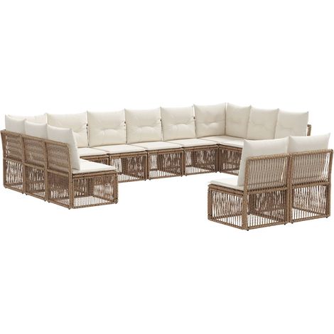 Gartensofa-set 12 pcs Beige Poly-Rattan vidaXL