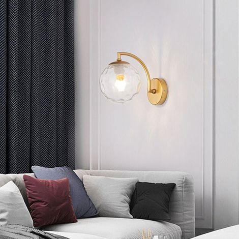 Applique Murale Avec Ampoule, Applique Murale D'éclairage, Applique Murale Avec Abat-jour En Verre, Appliques Murales Dorées D'intérieur Pour Chambre, Salon, Couloir, Htel,Or 2 (1/5)