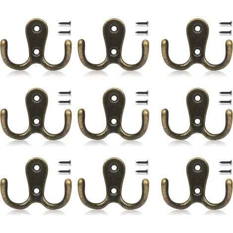 10 Stück Vintage-Metallhaken, Retro-Doppelhaken für Badezimmer, Garderobe und Küche